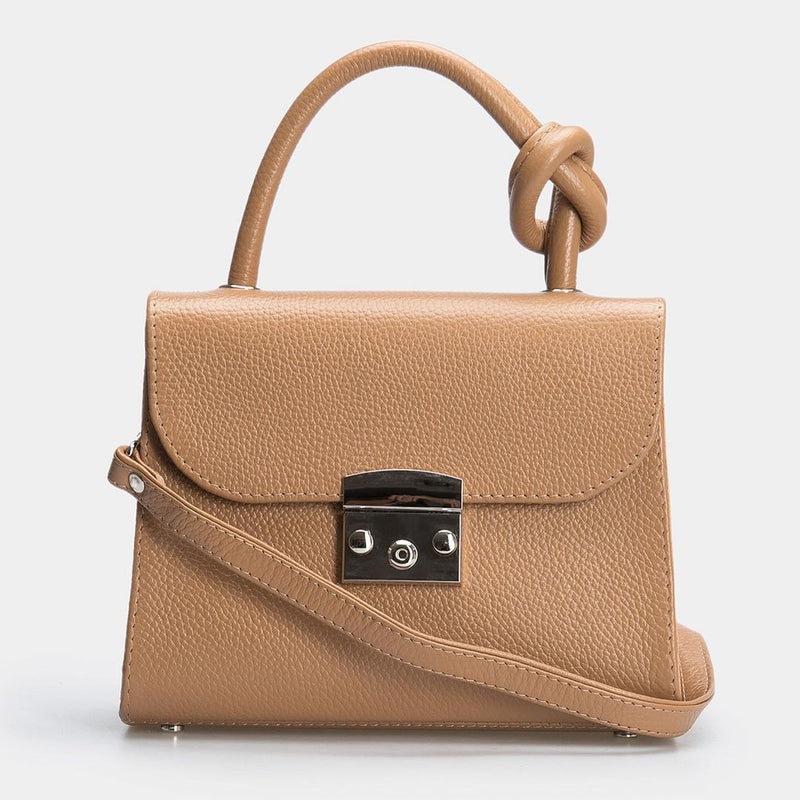 Women Leather Crossbody Bag Cocco Mini Dark Beige