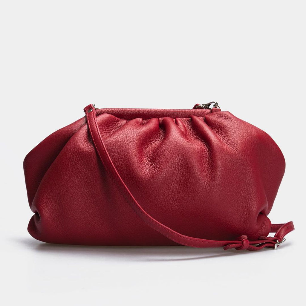 Women Leather Handbag Camellia Red