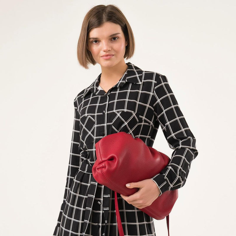 Women Leather Handbag Camellia Red