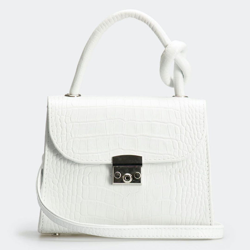 Women Leather Cross Body Bag Cocco Mini White