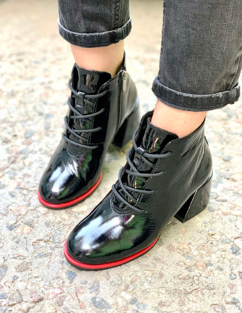 Women Leather Ankle Boots Demi-season Black