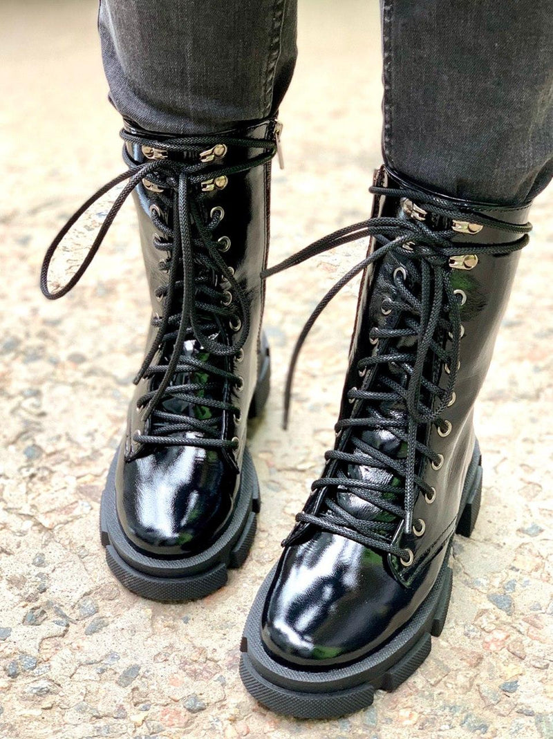 Women Leather Boots Demi-season Black