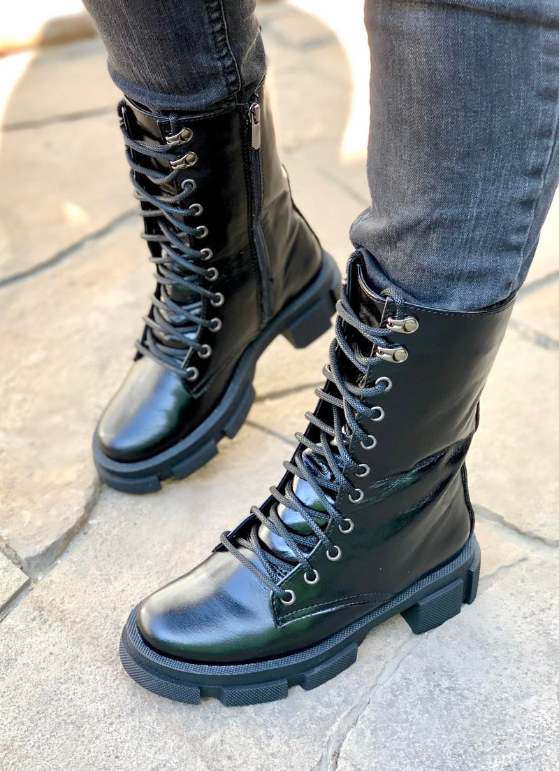 Women Leather Boots Demi-season Black