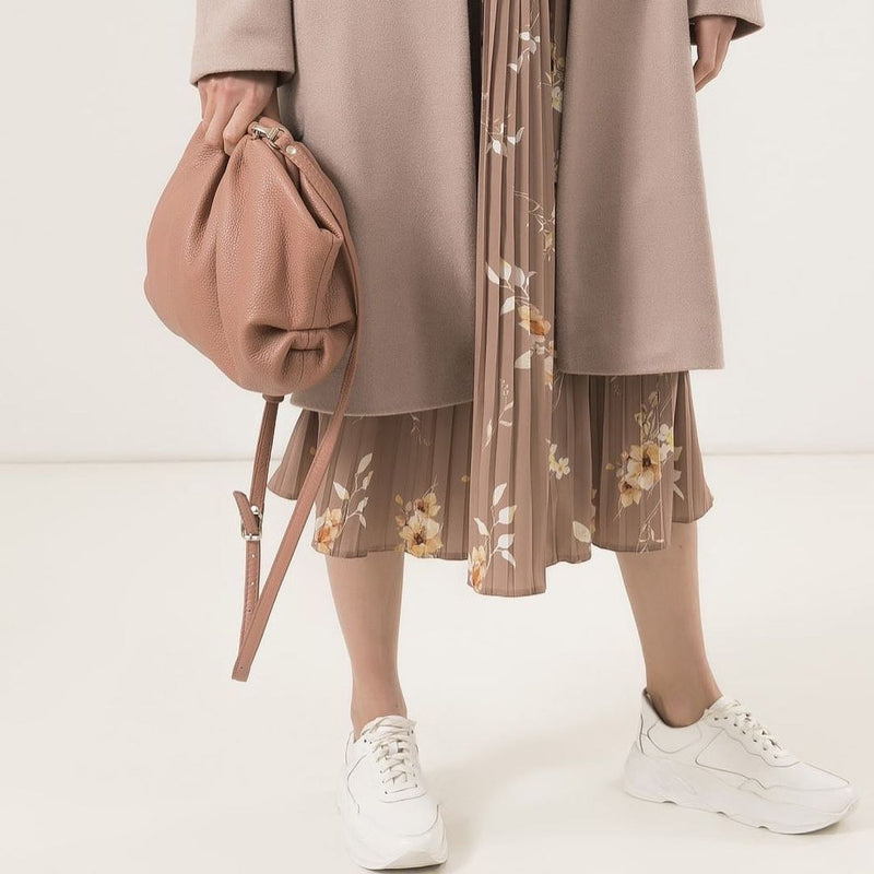 Women Leather Handbag Camellia Beige