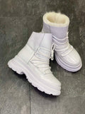 Women Leather Winter Boots White