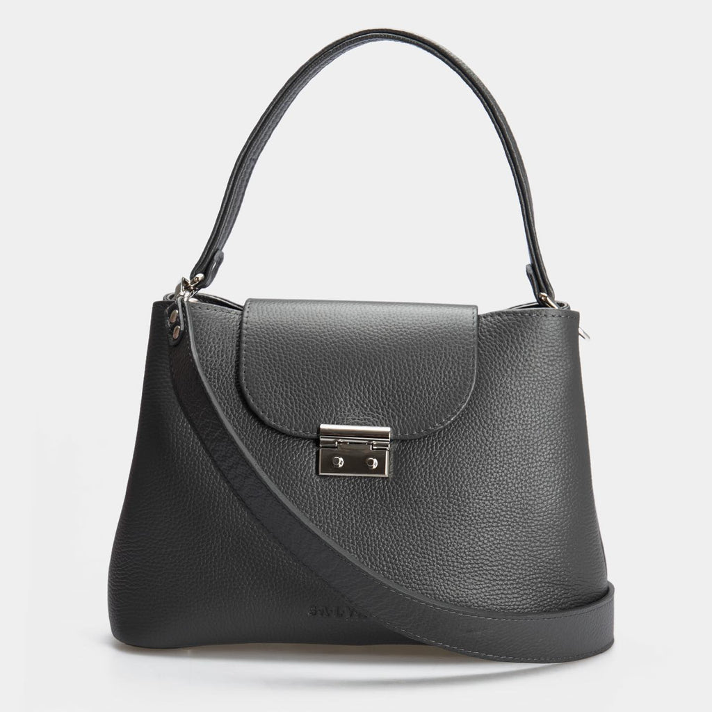 Women Leather Crossbody Bag Lillian Grey