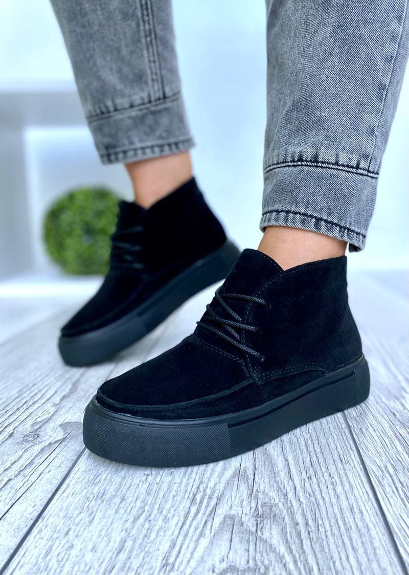 Women Demi-season Suede Boots Black