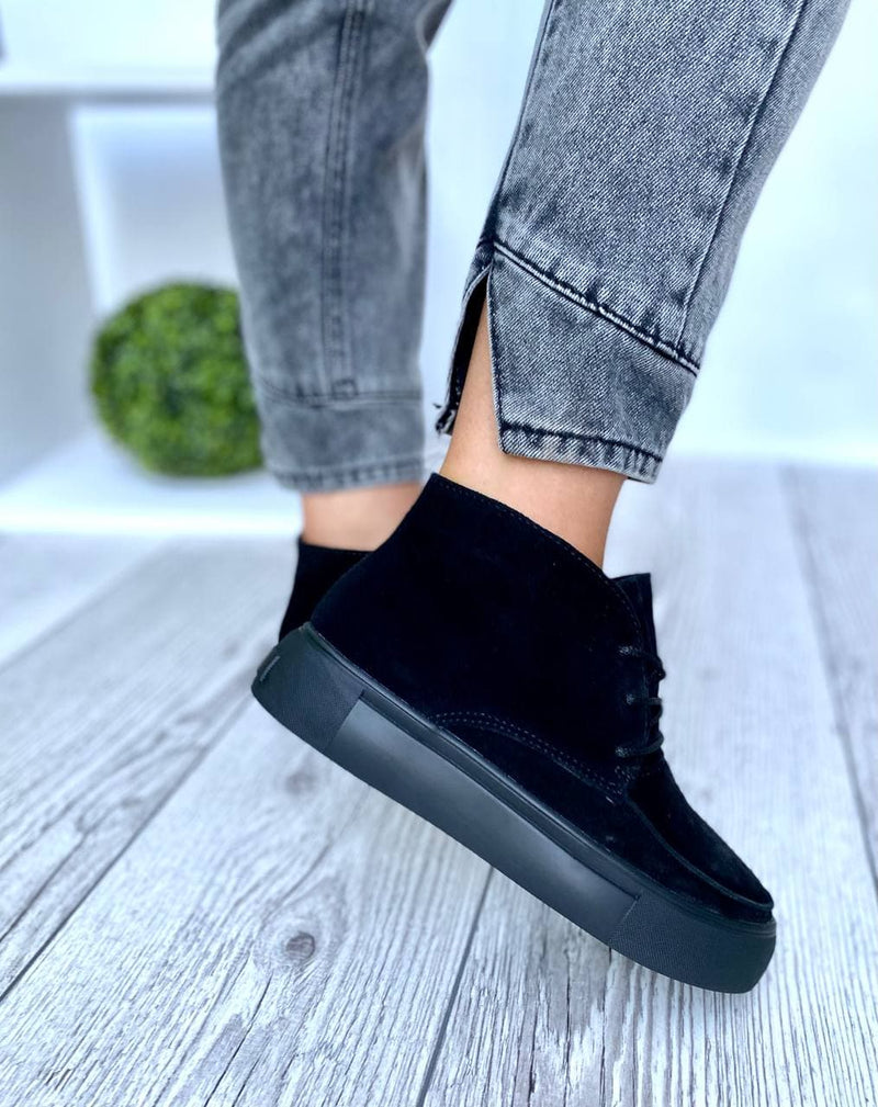 Women Demi-season Suede Boots Black