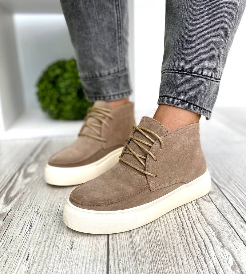 Women Demi-season Suede Boots Brown