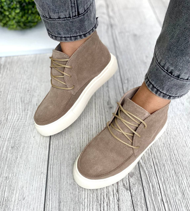 Women Demi-season Suede Boots Brown