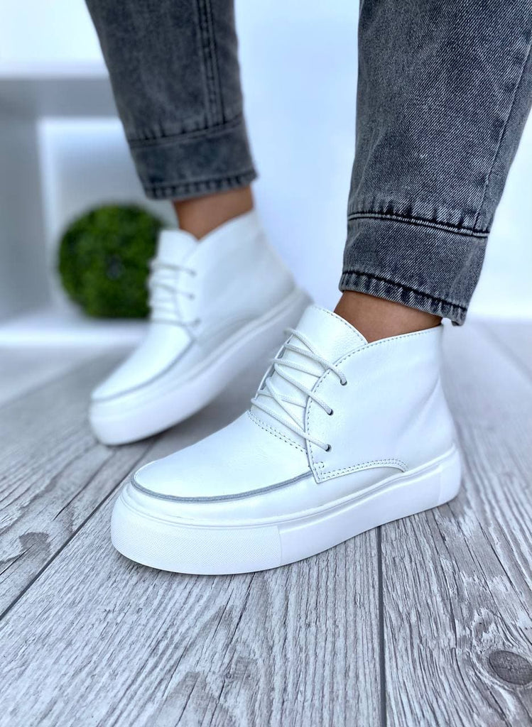 Women Demi-season Leather Boots White