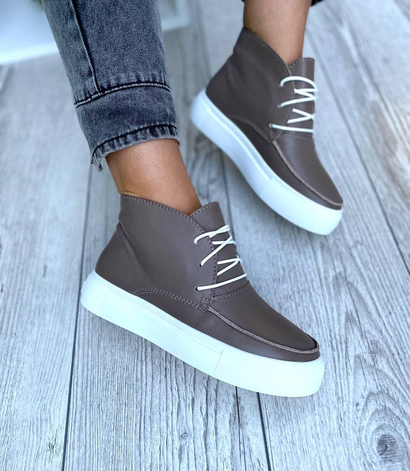 Women Demi-season Leather Boots Brown