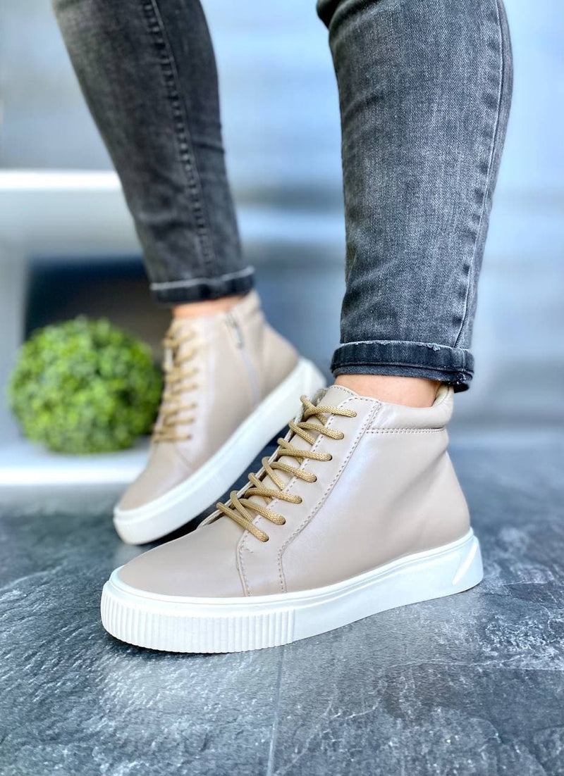 Women Leather Sneakers Demi-season Beige