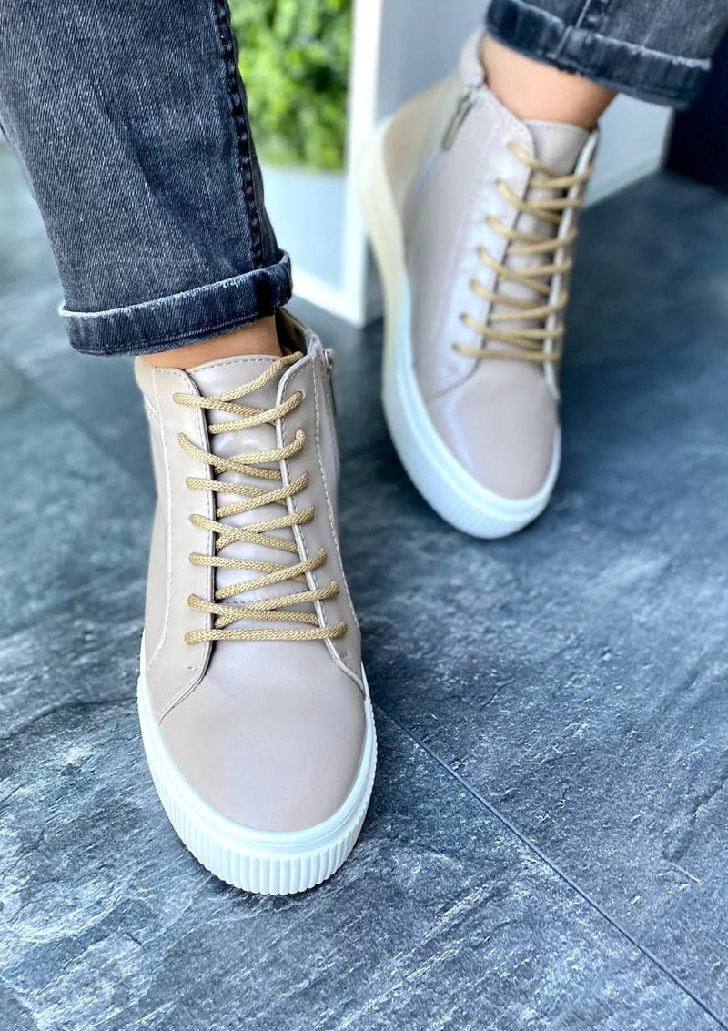 Women Leather Sneakers Demi-season Beige