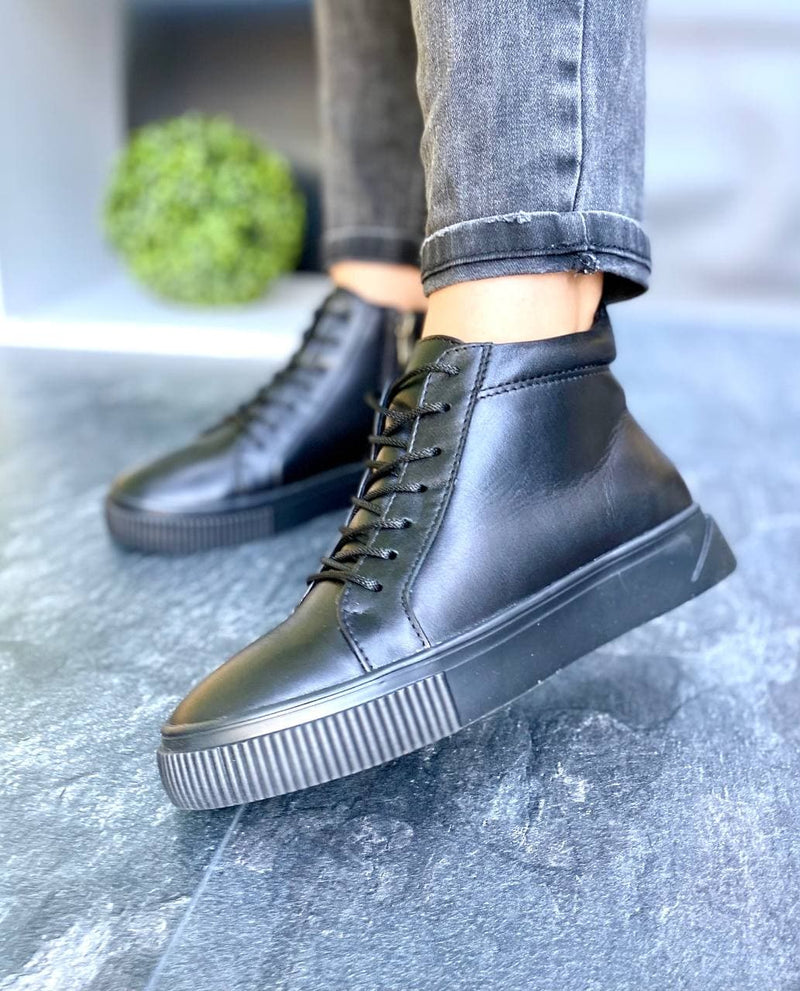 Women Leather Sneakers Demi-season Black