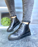 Women Leather Sneakers Demi-season Black