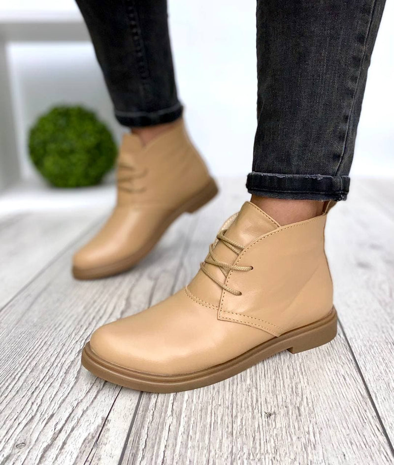 Women Demi-season Leather Boots 1502 Beige