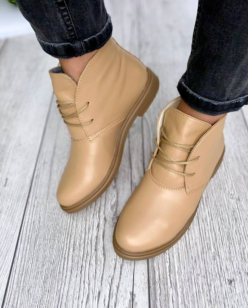 Women Demi-season Leather Boots 1502 Beige