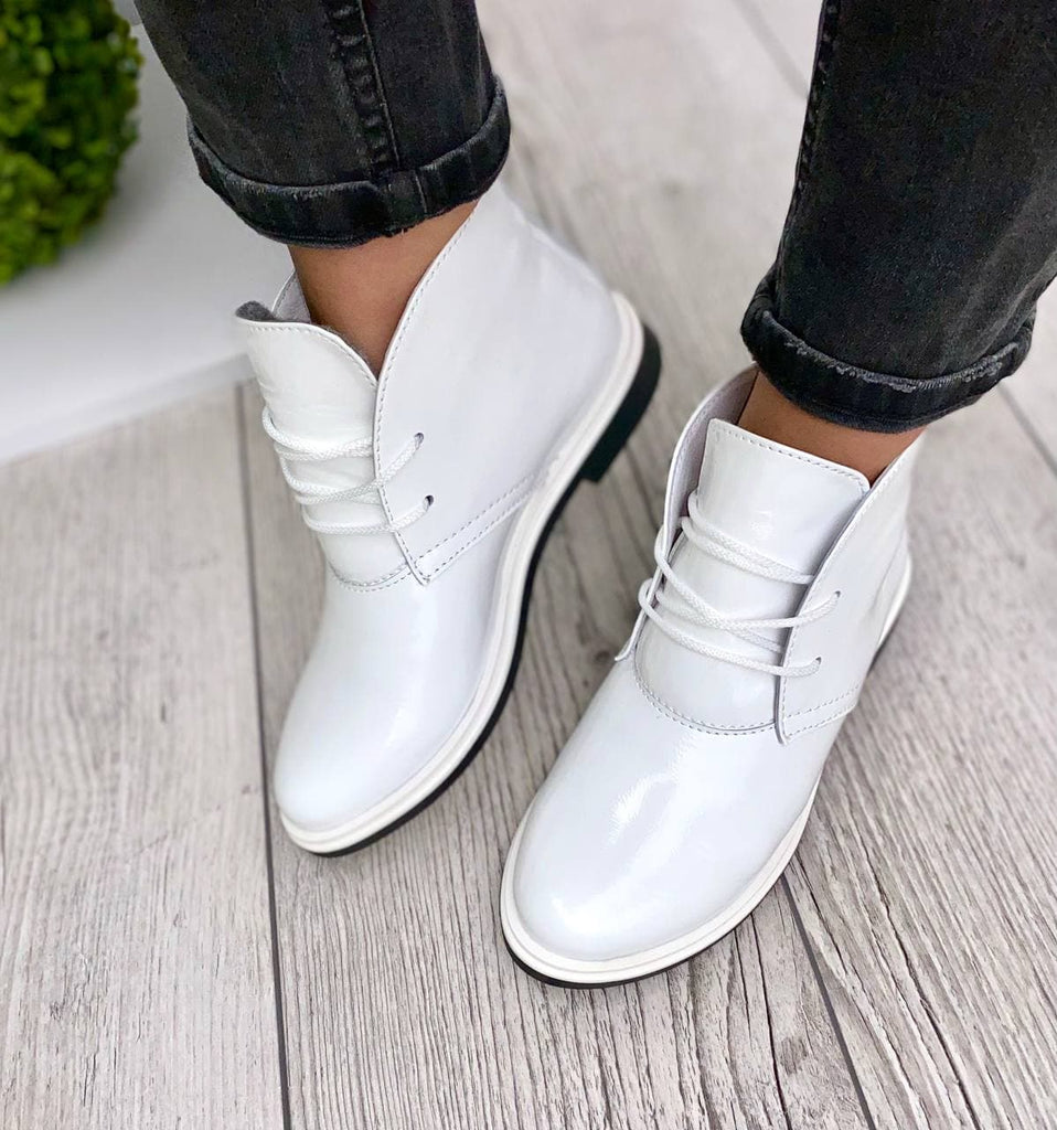 Women Demi-season Leather Boots 1502 White