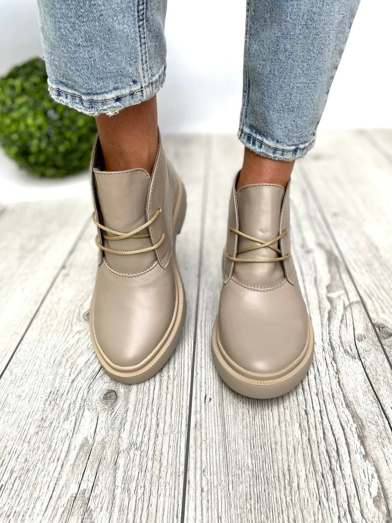 Women Demi-season Leather Boots Beige