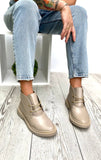 Women Demi-season Leather Boots Beige