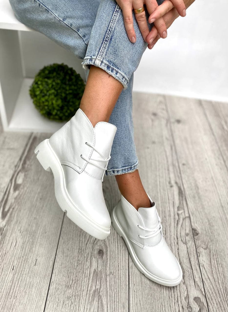 Women Demi-season Leather Boots White