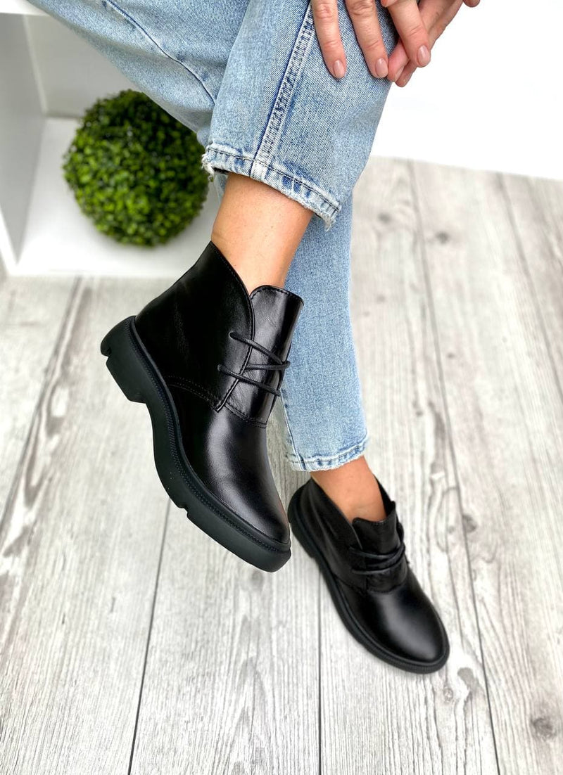 Women Demi-season Leather Boots Black
