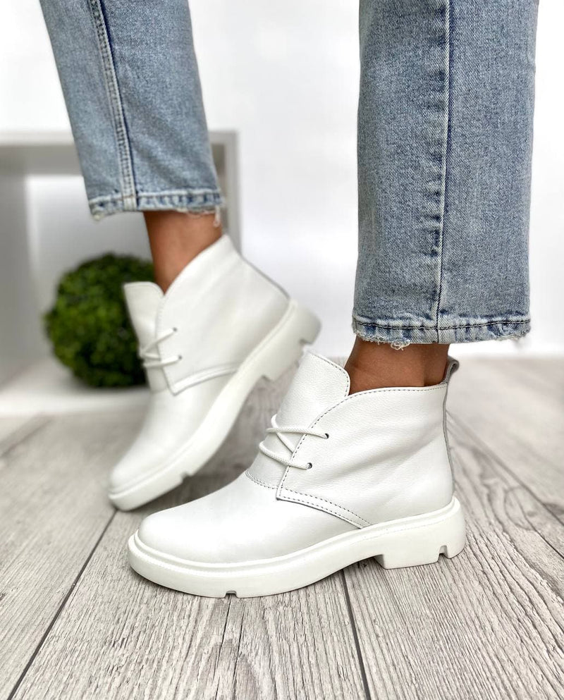 Women Demi-season Leather Boots White