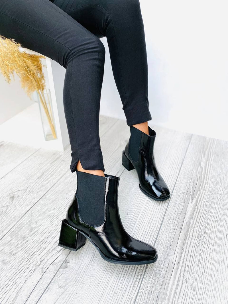 Women Leather Ankle Boots Demi-season Black