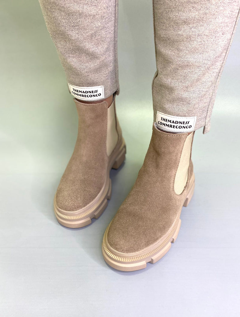 Women Suede Boots Chelsea Demi-season Beige