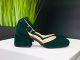 Women Suede Heel Shoes Emerald