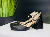 Women Leather Heel Shoes Black