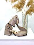 Women Leather Heel Shoes Brown