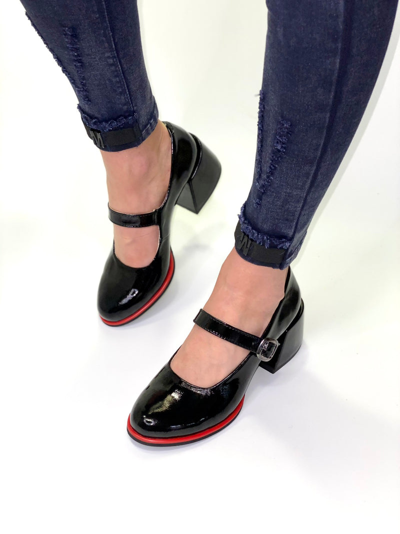 Women Leather Heel Shoes Black