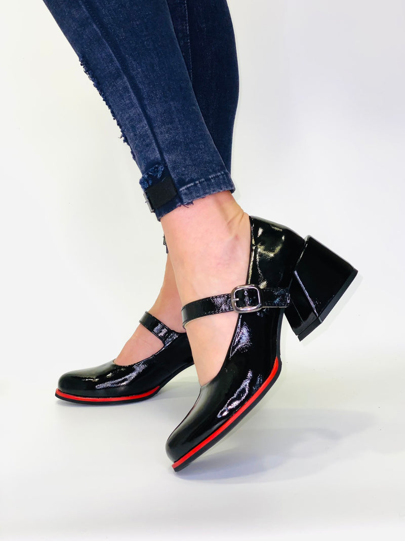 Women Leather Heel Shoes Black