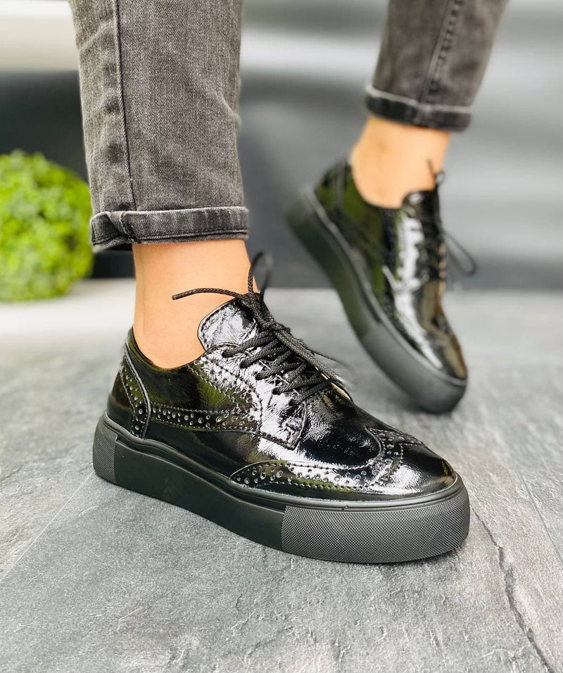 Women Leather Loafers Oxford Black