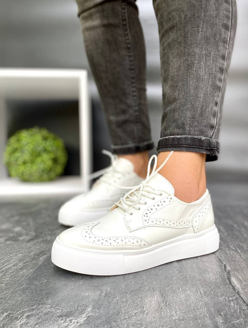 Women Leather Loafers Oxford White
