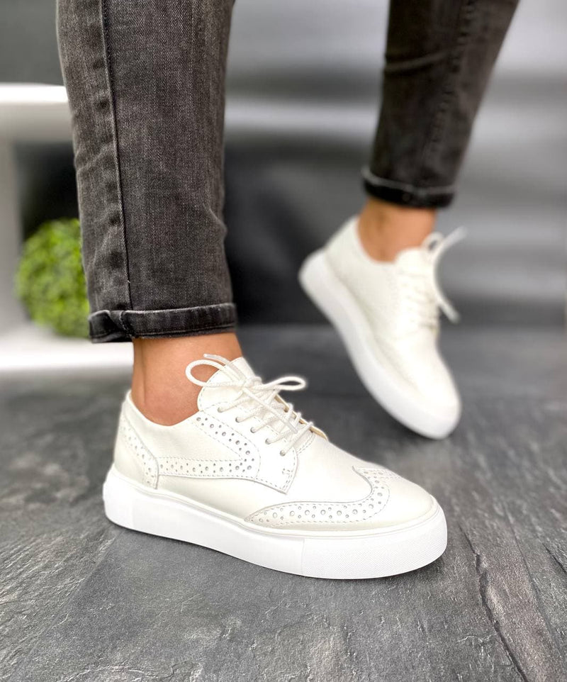 Women Leather Loafers Oxford White