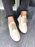 Women Leather Loafers Oxford Ivory