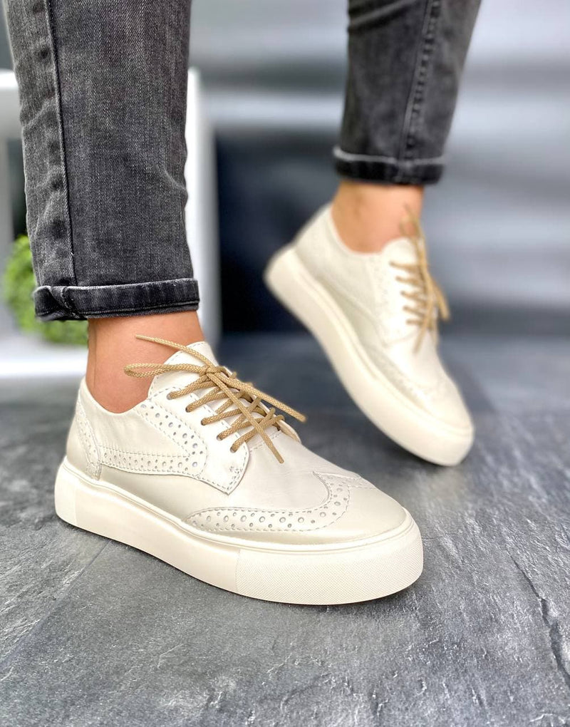 Women Leather Loafers Oxford Ivory