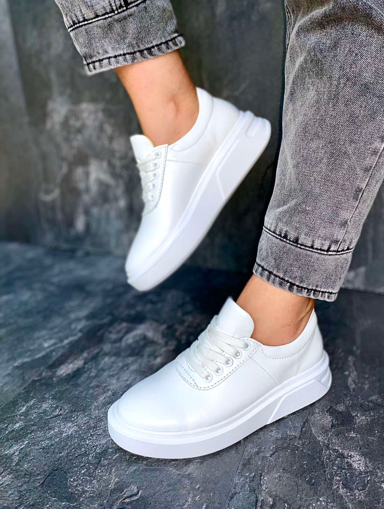 Women Leather Sneakers White – Ankobags - Main Image