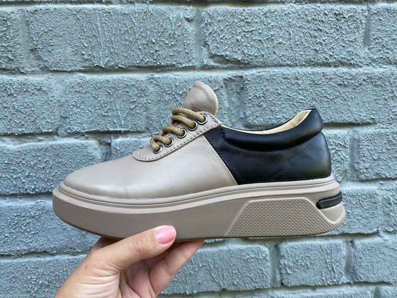 Women Leather Sneakers Beige