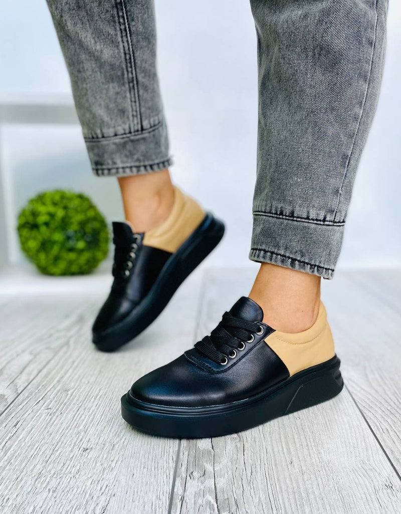 Women Leather Sneakers Black