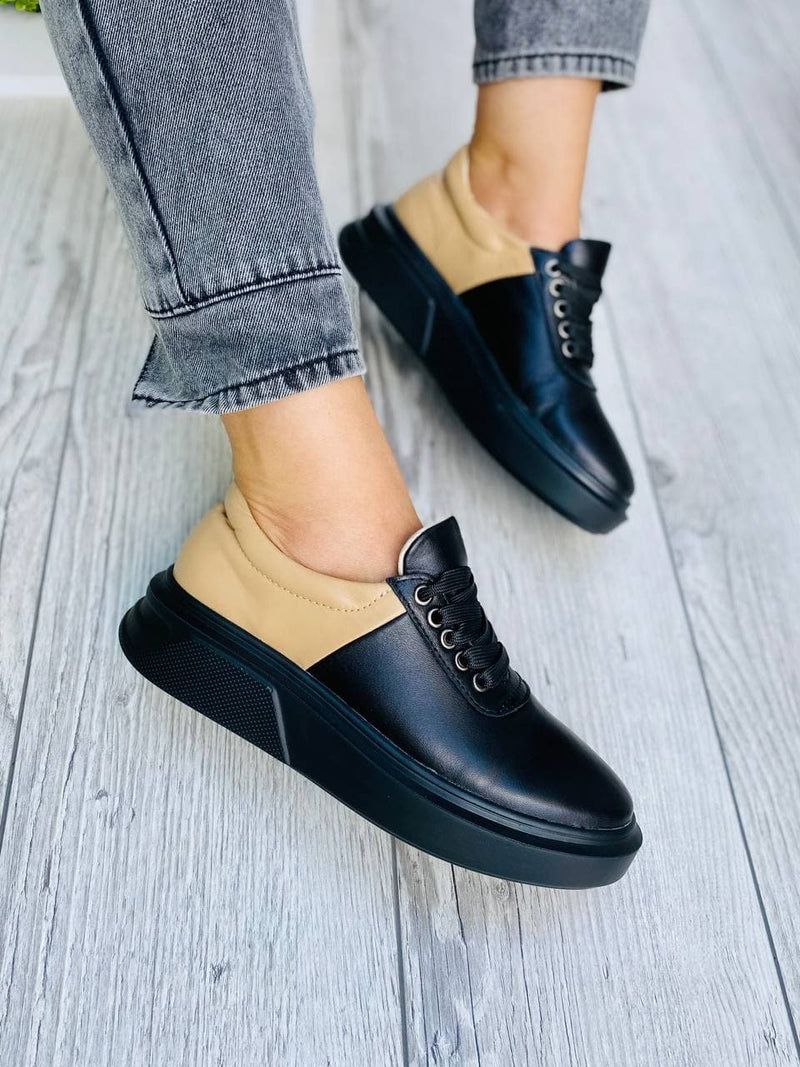 Women Leather Sneakers Black