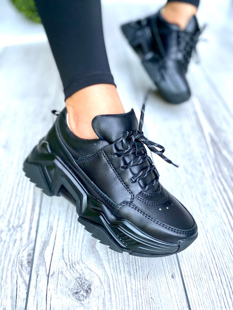 Women Leather Sneakers Black
