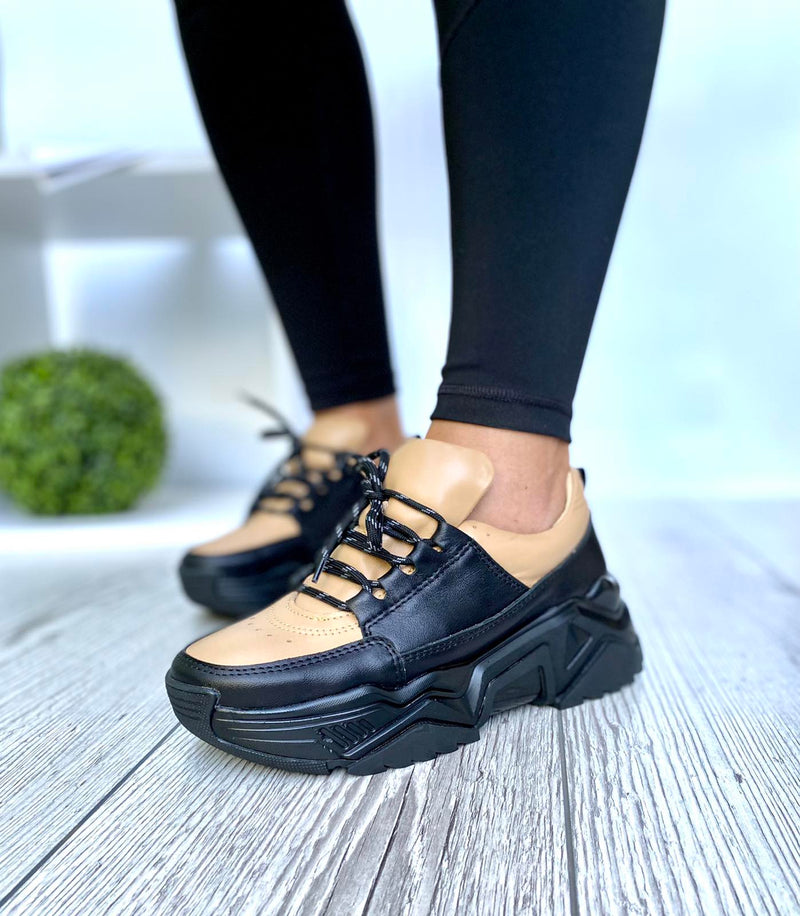 Women Leather Sneakers Black