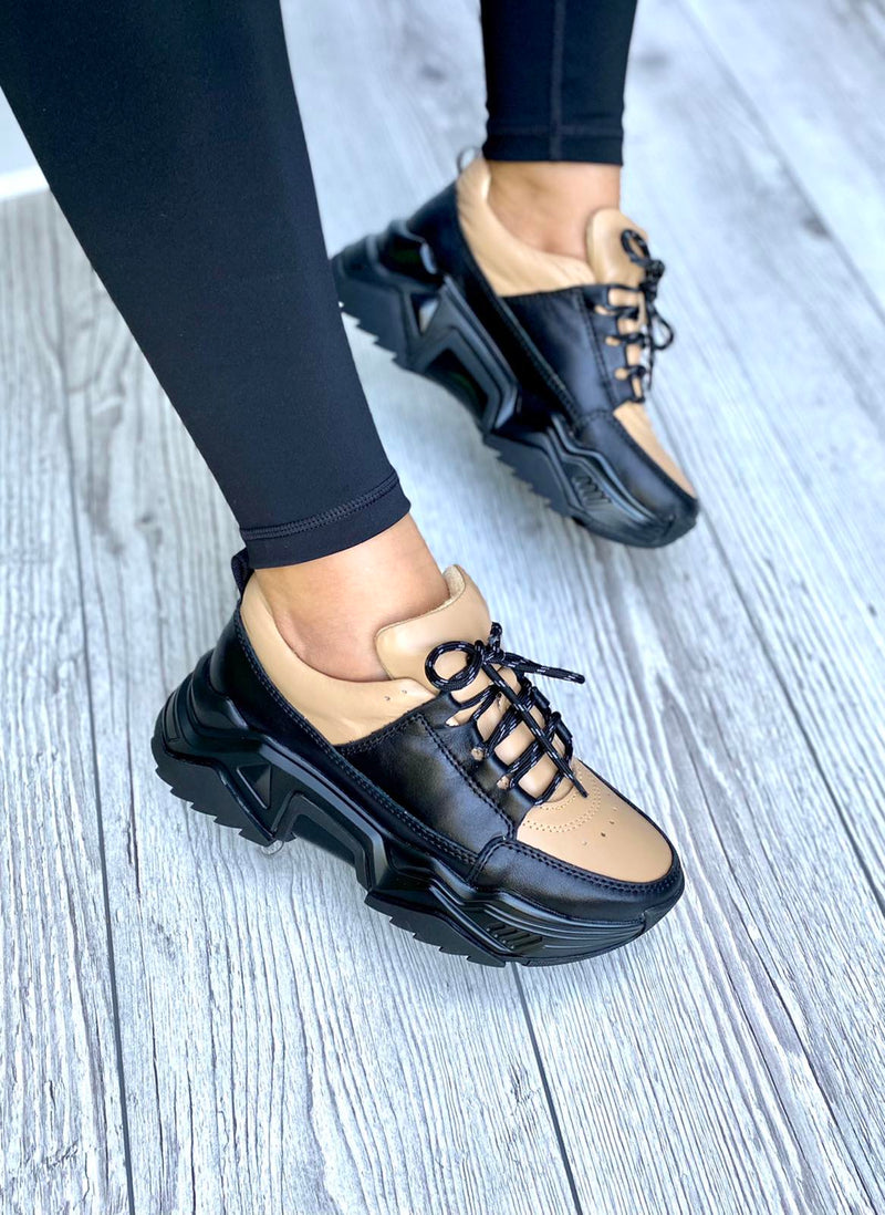 Women Leather Sneakers Black