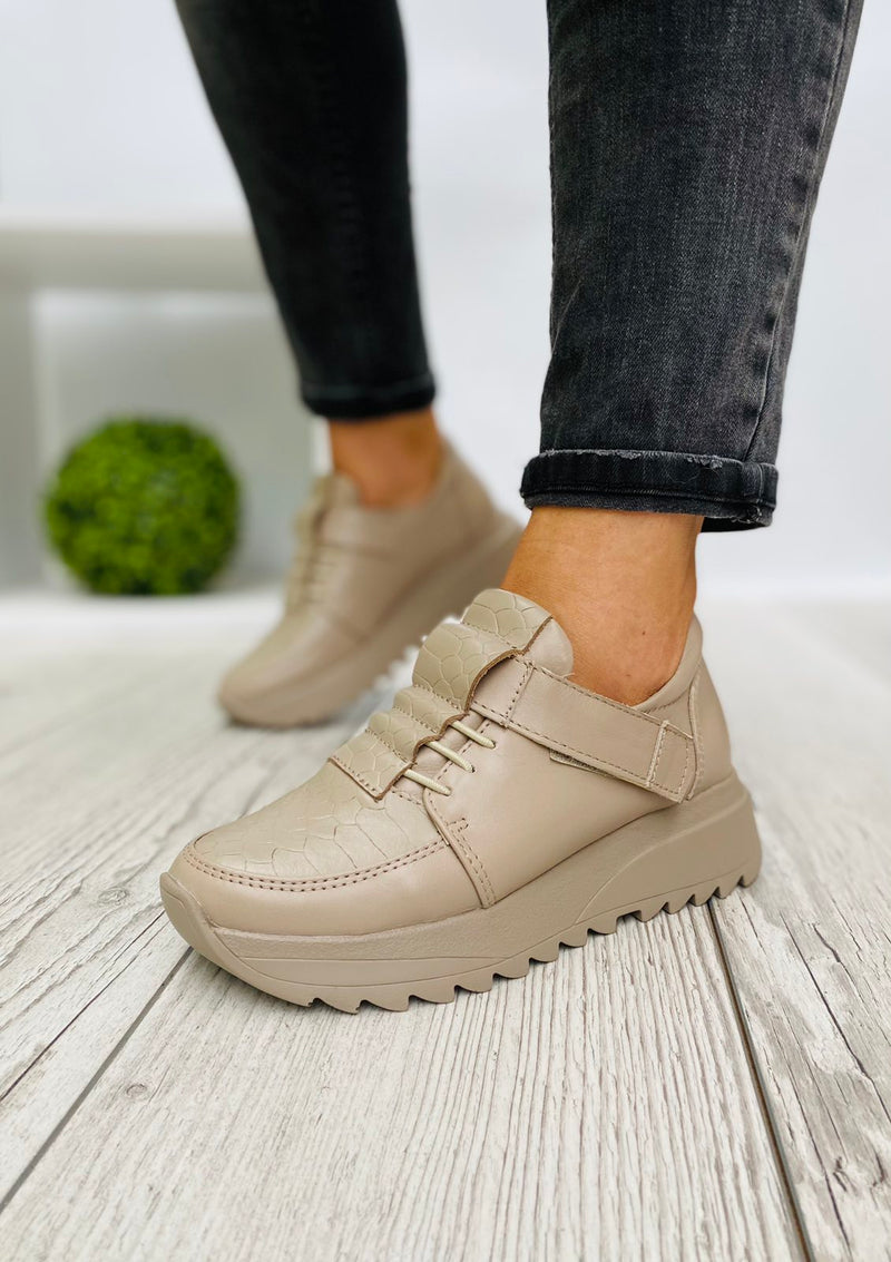 Women Leather Sneakers Beige