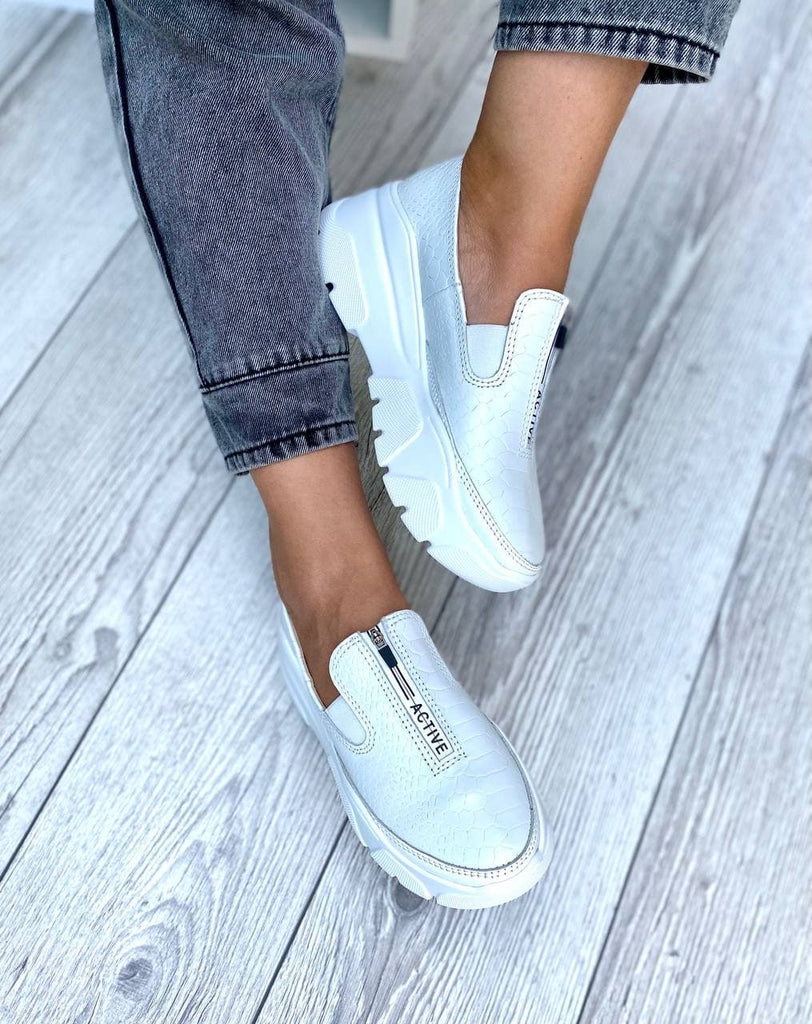 Women Leather Slip Ons 1543 Casual Shoes White – Ankobags