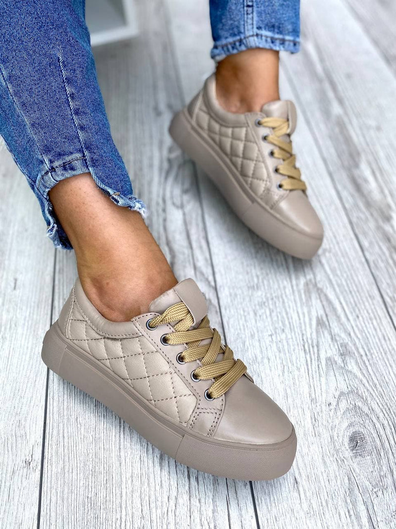 Women Leather Sneakers 1544 Beige
